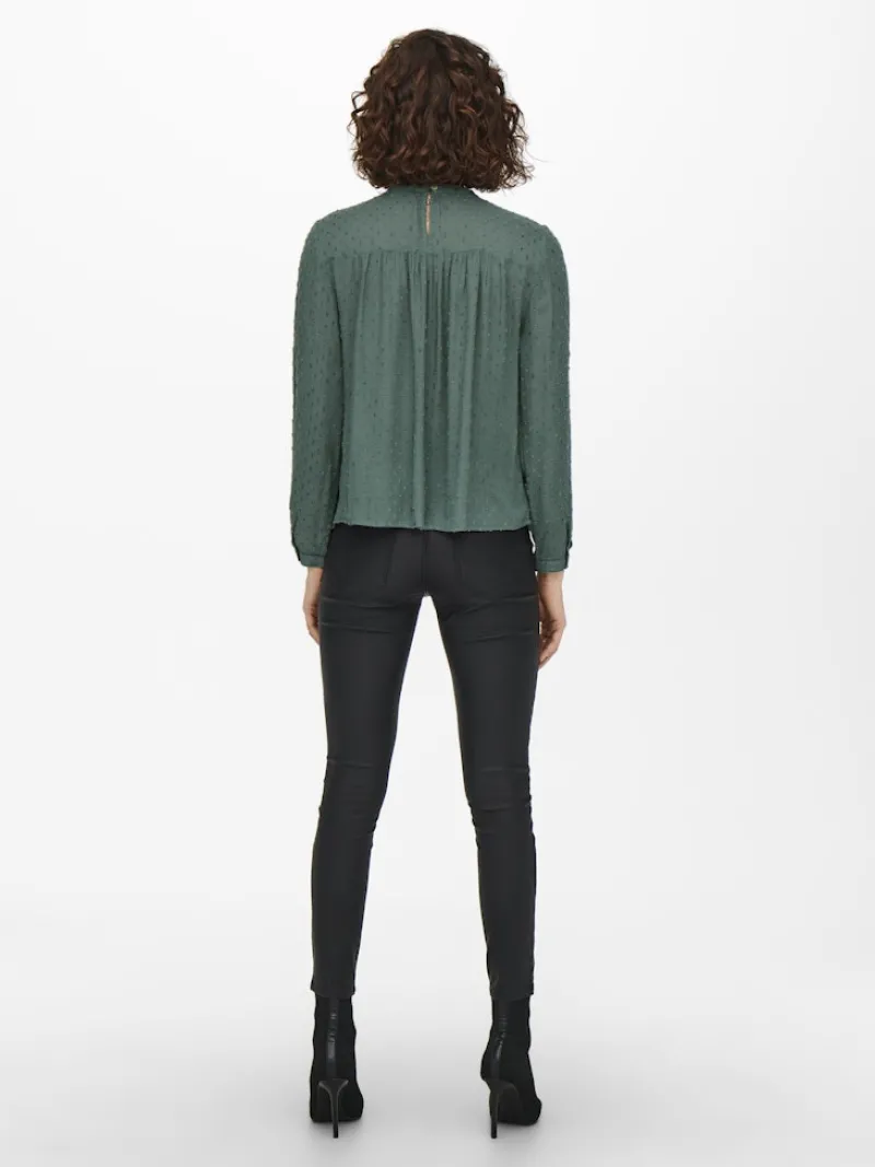 Only Blusen*ONLPELIA LIFE LS DOT BLOUSE WVN CS Balsam Green