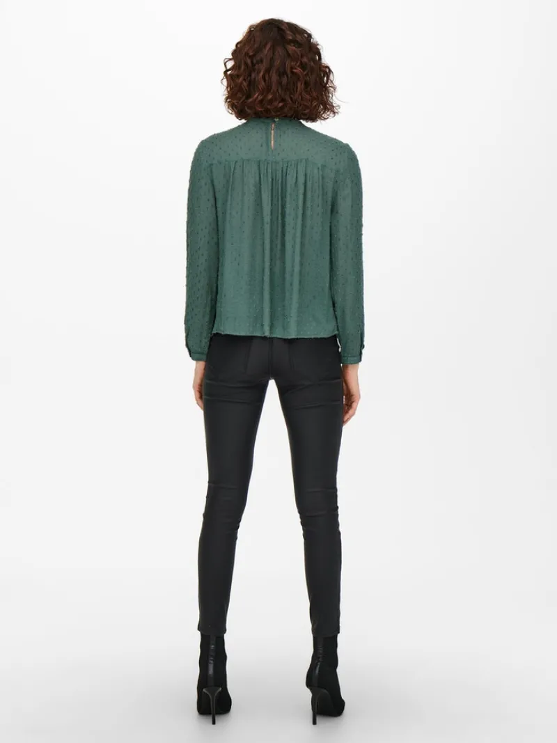 Only Blusen*ONLPELIA LIFE LS DOT BLOUSE WVN CS Balsam Green