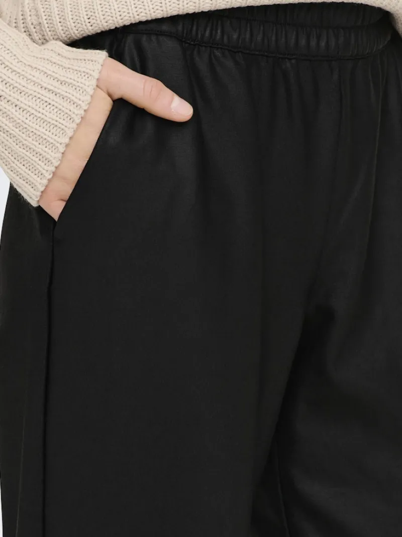 Only Hosen*ONLPOPSTAR LIFE MW WIDE COATED PNT NOOS Black