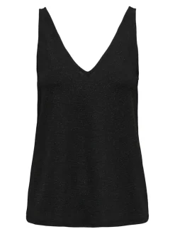 Only Shirts*ONLQUEEN S/L V-NECK GLITTER TOP JRS black2