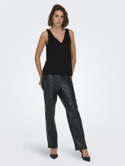 Only Shirts*ONLQUEEN S/L V-NECK GLITTER TOP JRS black2