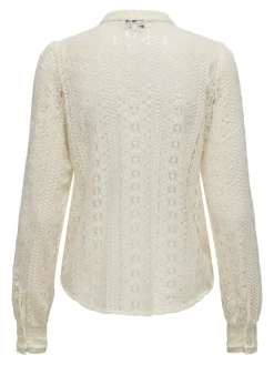 Only Blusen*ONLREBA LACE L/S SHIRT JRS NOOS egret