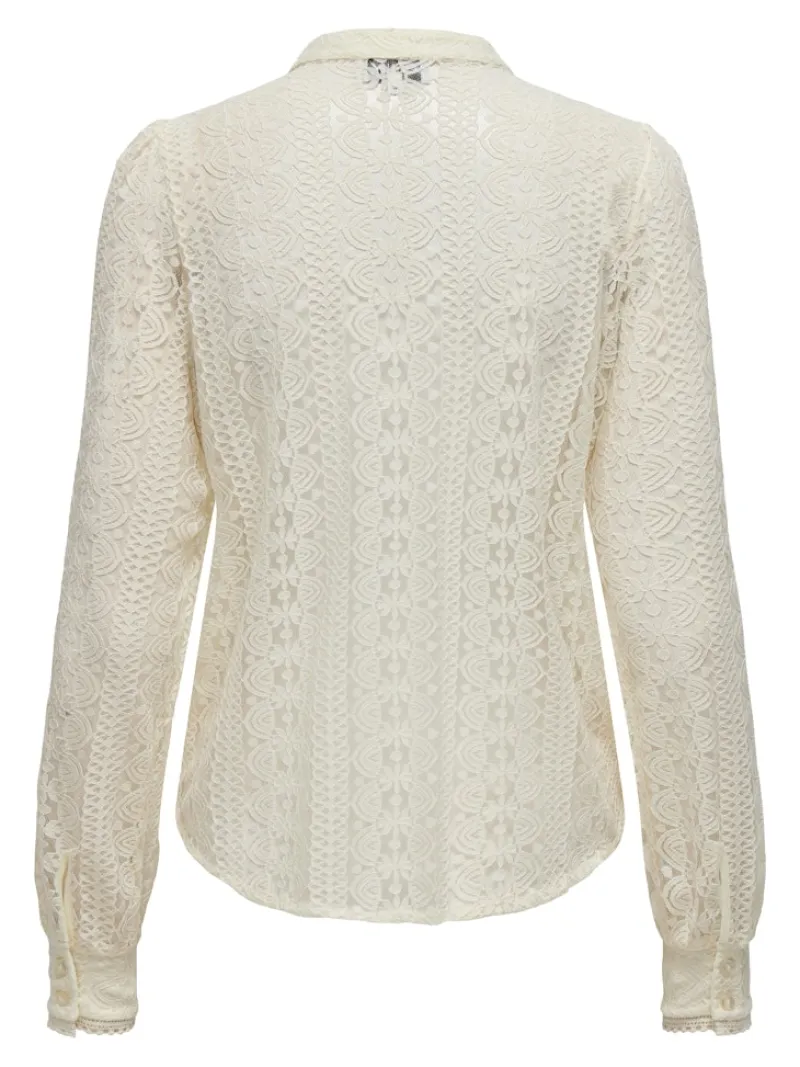 Only Blusen*ONLREBA LACE L/S SHIRT JRS NOOS egret
