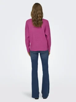 Only Pullover & Sweatshirts*ONLRICA L/S V-NECK PULLO KNT NOOS raspberry rose