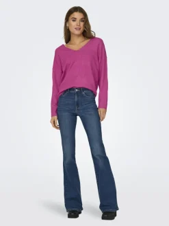 Only Pullover & Sweatshirts*ONLRICA L/S V-NECK PULLO KNT NOOS raspberry rose