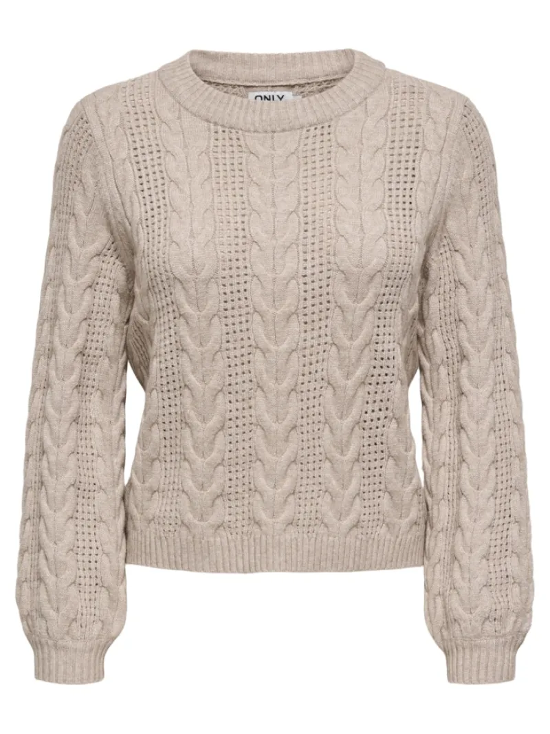 Only Pullover & Sweatshirts*ONLRUBINA LIFE LS CABLE O-NECK KNT NOOS Mocha Meringue