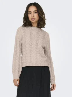 Only Pullover & Sweatshirts*ONLRUBINA LIFE LS CABLE O-NECK KNT NOOS Mocha Meringue