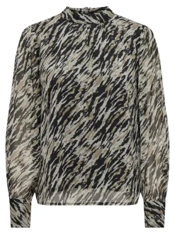 Only Blusen*ONLSABBIE LIFE L/S HIGHNECK TOP WVN CS Aqua Gray