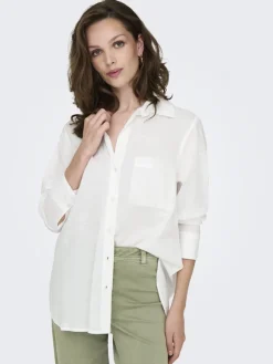 Only Blusen*ONLSALINA L/S SHIRT WVN NOOS Cloud Dancer