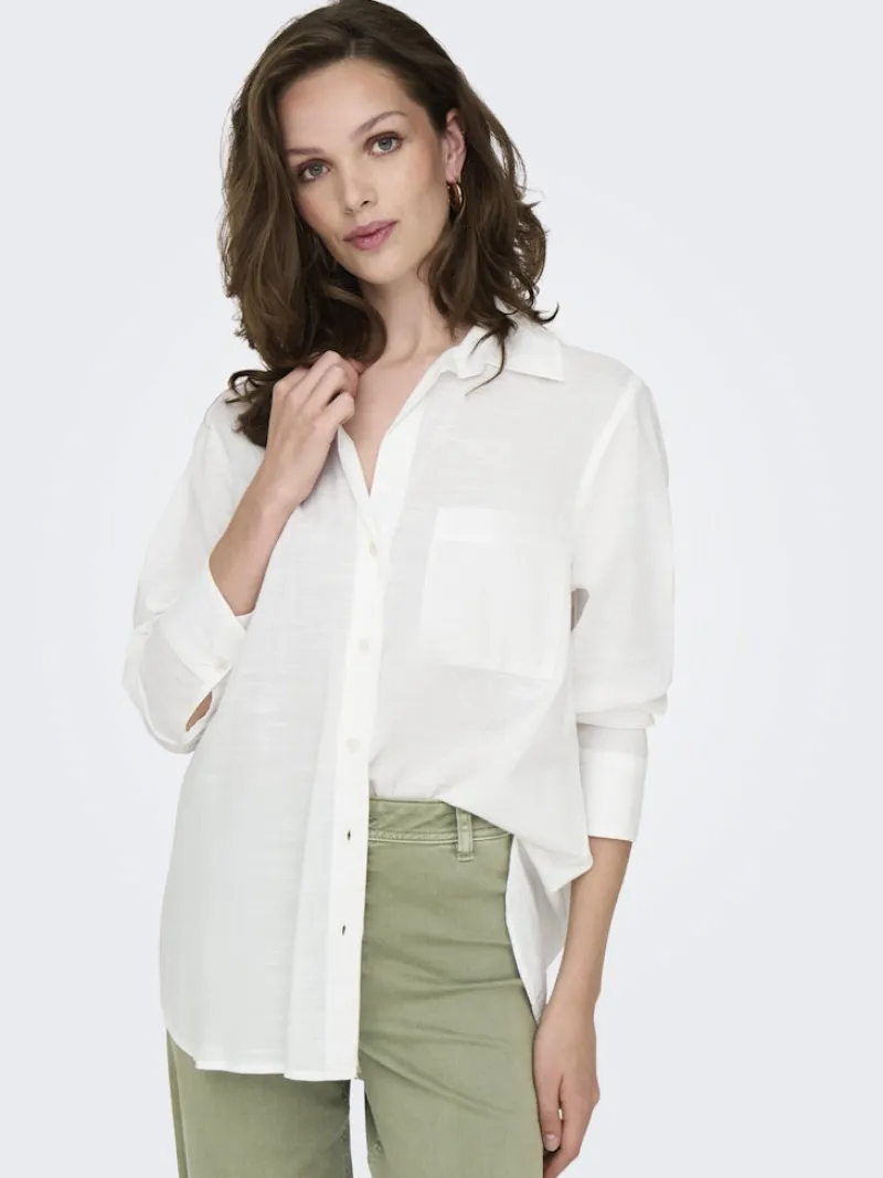 Only Blusen*ONLSALINA L/S SHIRT WVN NOOS Cloud Dancer