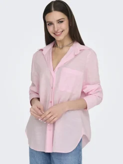 Only Blusen*ONLSALINA L/S SHIRT WVN NOOS pink lady