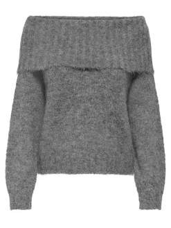 Only Pullover & Sweatshirts*ONLSHINE LS OFF SHOULDER CC KNT Medium Grey Melange