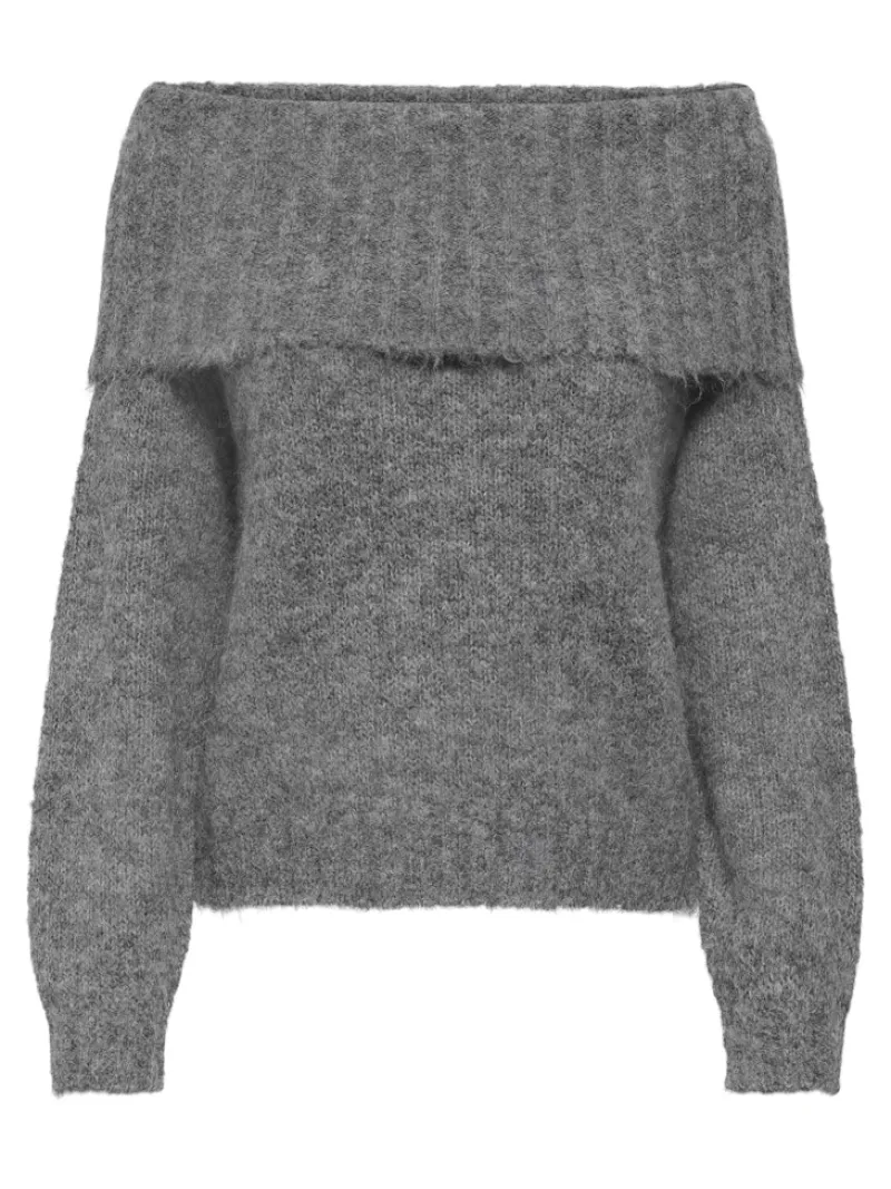 Only Pullover & Sweatshirts*ONLSHINE LS OFF SHOULDER CC KNT Medium Grey Melange