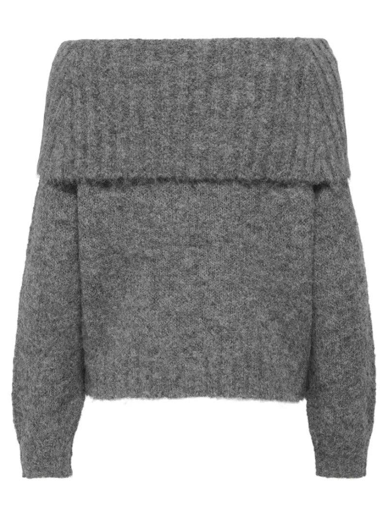 Only Pullover & Sweatshirts*ONLSHINE LS OFF SHOULDER CC KNT Medium Grey Melange