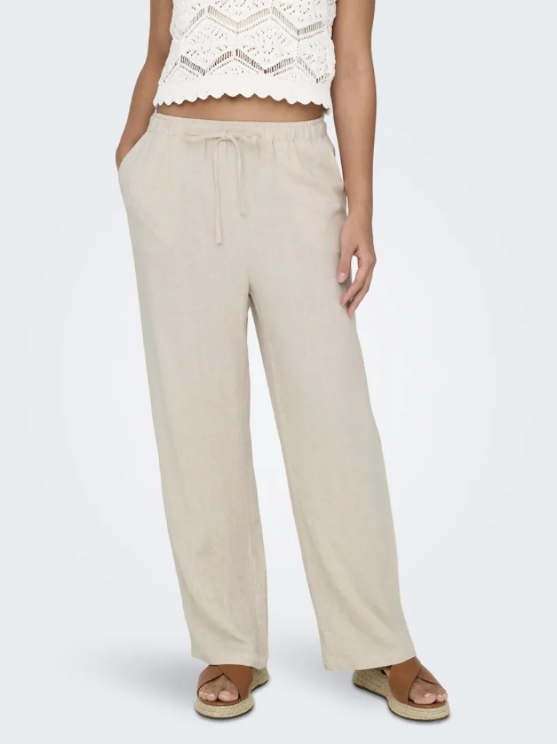 Only Hosen*ONLSIESTA MW PULL-UP LINEN BL PNT NOOS moonbeam