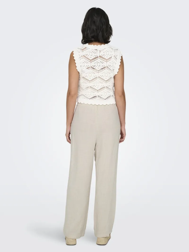 Only Hosen*ONLSIESTA MW PULL-UP LINEN BL PNT NOOS moonbeam