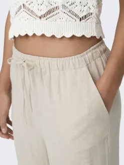 Only Hosen*ONLSIESTA MW PULL-UP LINEN BL PNT NOOS moonbeam