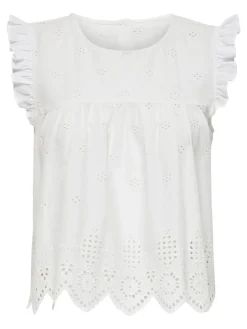 Only Blusen*ONLSILLA LIFE S/L FRILL TOP WVN NOOS Cloud Dancer