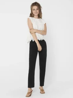 Only Blusen*ONLSILLA LIFE S/L FRILL TOP WVN NOOS Cloud Dancer