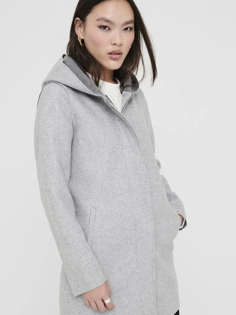 Only Jacken*ONLSIRI BONDED HOOD COAT CC OTW Light Grey Melange