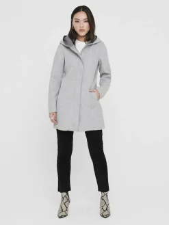 Only Jacken*ONLSIRI BONDED HOOD COAT CC OTW Light Grey Melange