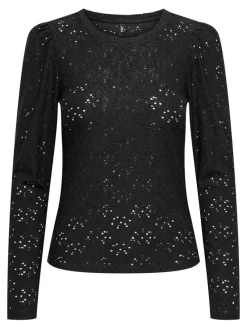 Only Shirts*ONLSMILLA L/S O-NECK PUFF TOP JRS Black