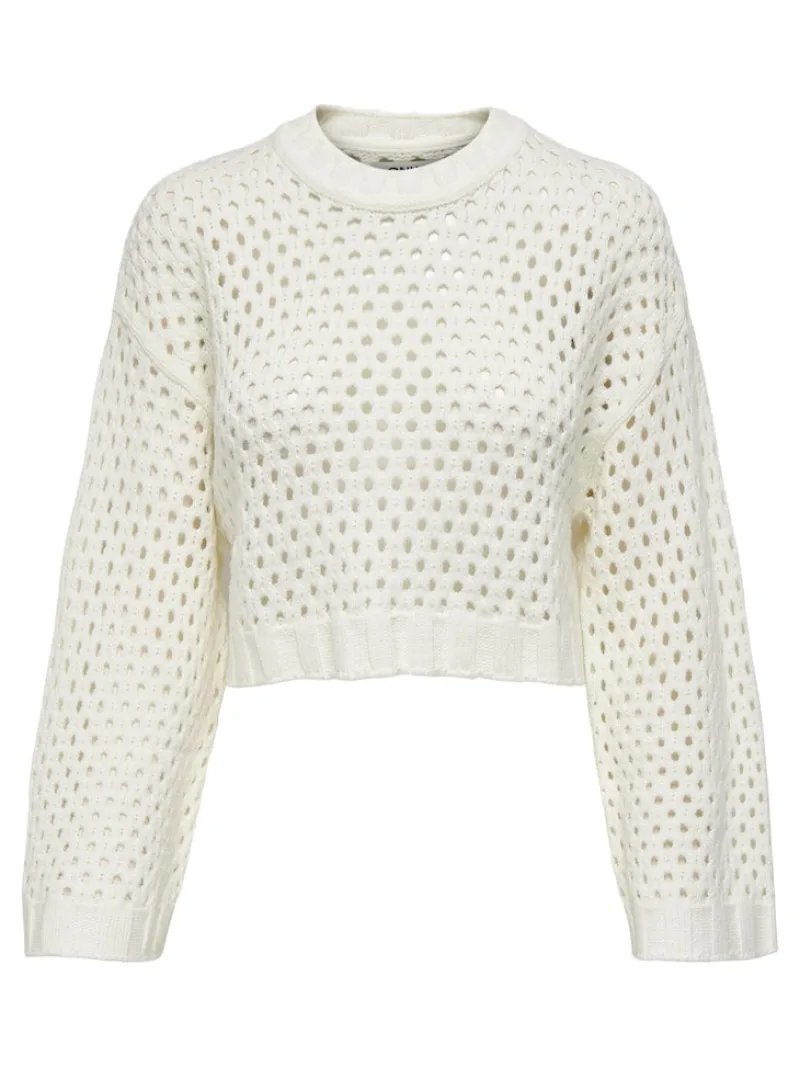 Only Pullover & Sweatshirts*ONLSMILLA SHORT PULLOVER L/S KNT NOOS marshmallow