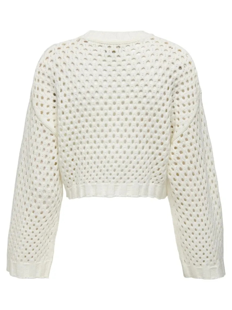 Only Pullover & Sweatshirts*ONLSMILLA SHORT PULLOVER L/S KNT NOOS marshmallow