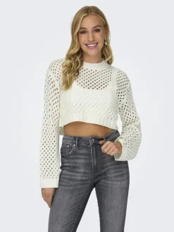 Only Pullover & Sweatshirts*ONLSMILLA SHORT PULLOVER L/S KNT NOOS marshmallow