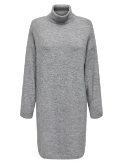 Only Kleider*ONLTALIO LS STRIPE ROLLNECK DRESS BF KNT Light Grey Melange