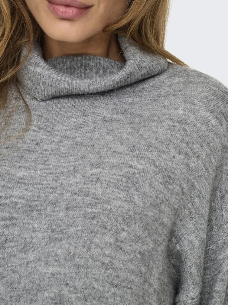 Only Kleider*ONLTALIO LS STRIPE ROLLNECK DRESS BF KNT Light Grey Melange