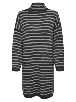Only Kleider*ONLTALIO LS STRIPE ROLLNECK DRESS BF KNT Dark Grey Melange
