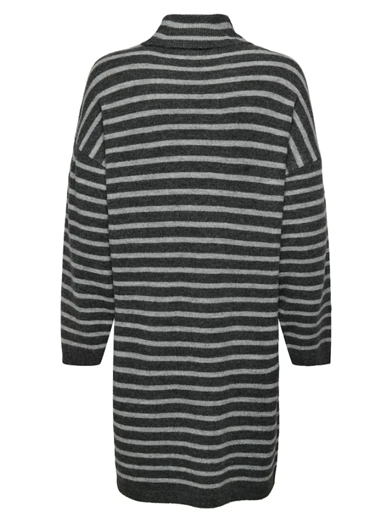 Only Kleider*ONLTALIO LS STRIPE ROLLNECK DRESS BF KNT Dark Grey Melange