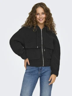 Only Jacken*ONLTANJA TEDDY HOOD JACKET OTW NOOS Black