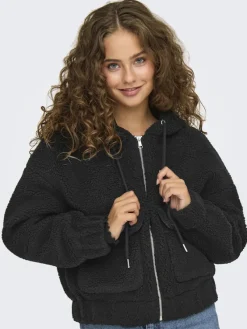 Only Jacken*ONLTANJA TEDDY HOOD JACKET OTW NOOS Black
