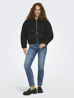 Only Jacken*ONLTANJA TEDDY HOOD JACKET OTW NOOS Black