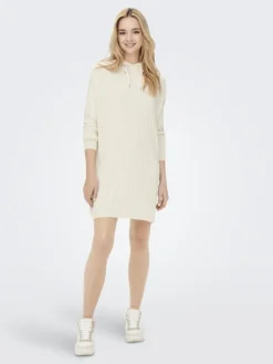 Only Kleider*ONLTESSA CAREY L/S HOOD DRESS KNT pumice stone