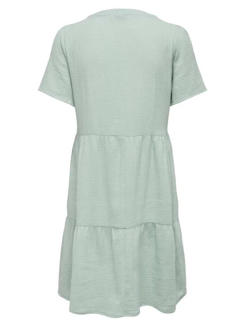 Only Kleider*ONLTHYRA LIFE SS V-NECK DRESS WVN CS Harbor Gray