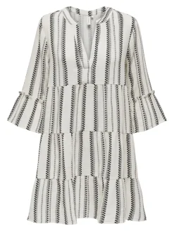 Only Kleider*ONLTHYRA PEPLON DRESS AOP WVN Cloud Dancer