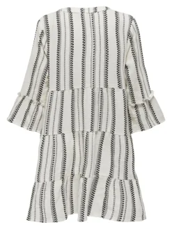 Only Kleider*ONLTHYRA PEPLON DRESS AOP WVN Cloud Dancer