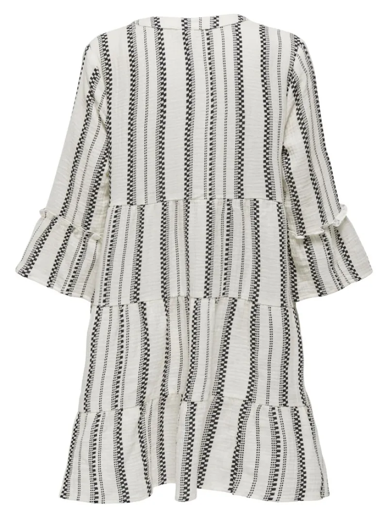 Only Kleider*ONLTHYRA PEPLON DRESS AOP WVN Cloud Dancer