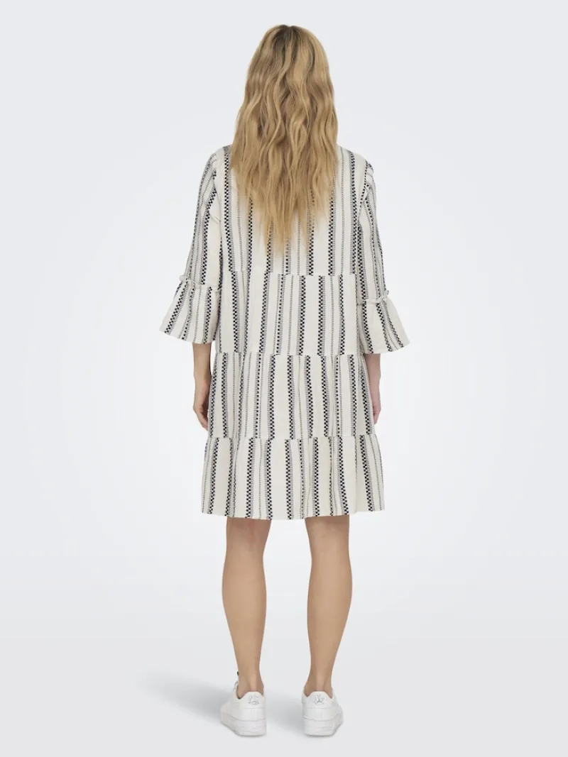 Only Kleider*ONLTHYRA PEPLON DRESS AOP WVN Cloud Dancer