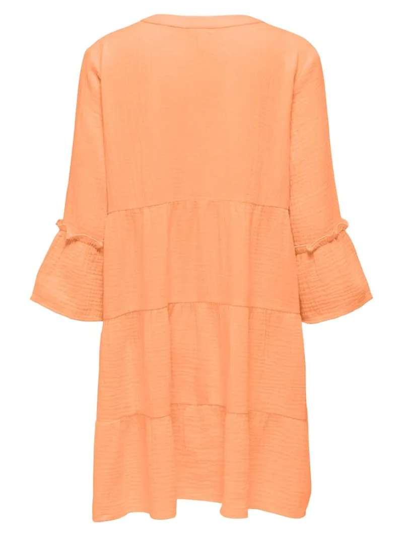 Only Kleider*ONLTHYRA PEPLON DRESS NOOS WVN Orange Chiffon