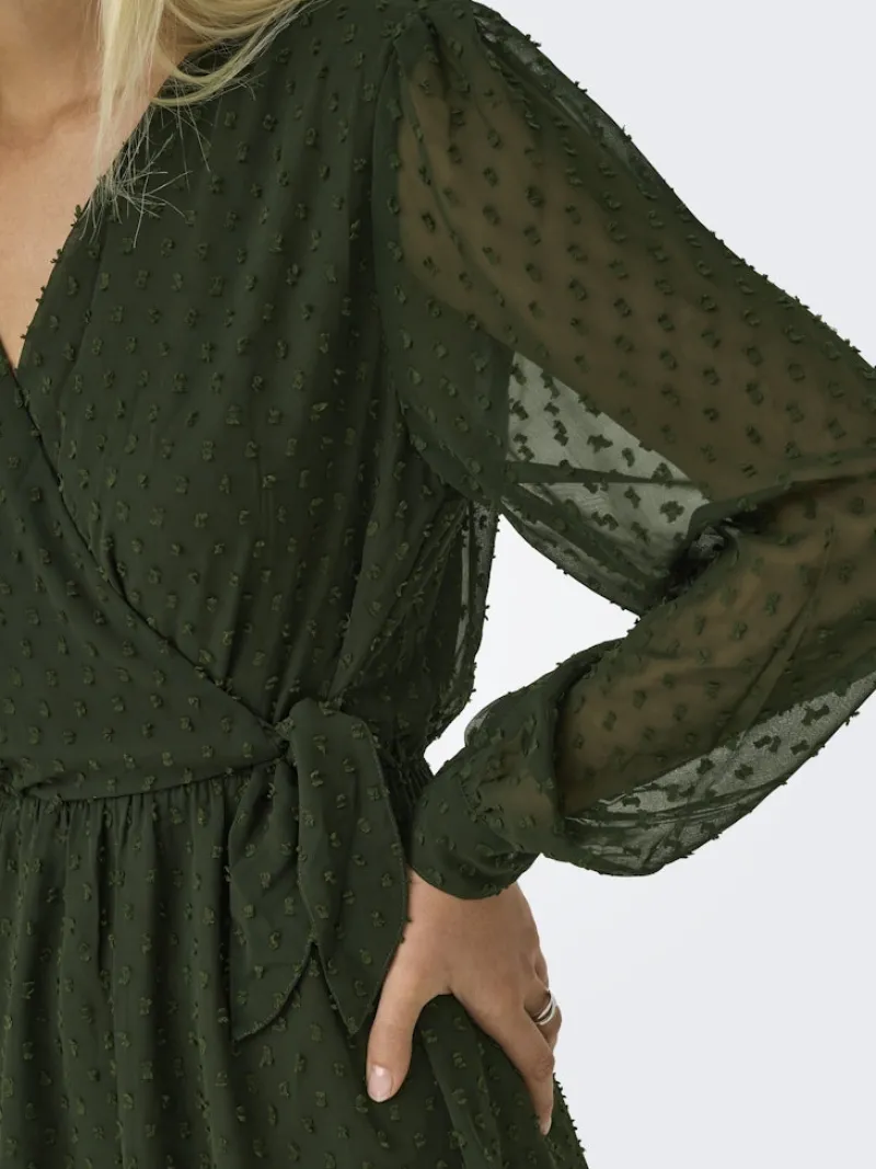 Only Kleider*ONLTIVA L/S DOBBY WRAP DRESS NOOS WVN Rosin