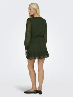 Only Kleider*ONLTIVA L/S DOBBY WRAP DRESS NOOS WVN Rosin