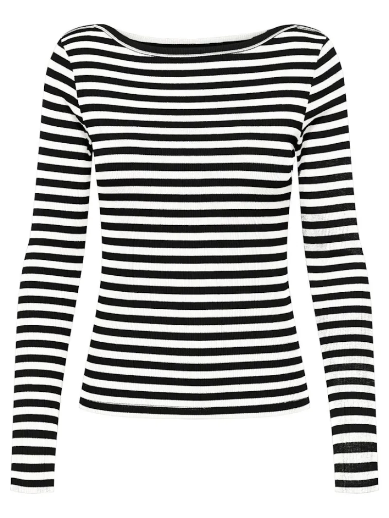 Only Shirts*ONLTRISTA L/S BOATNECK TOP BOX JRS black3