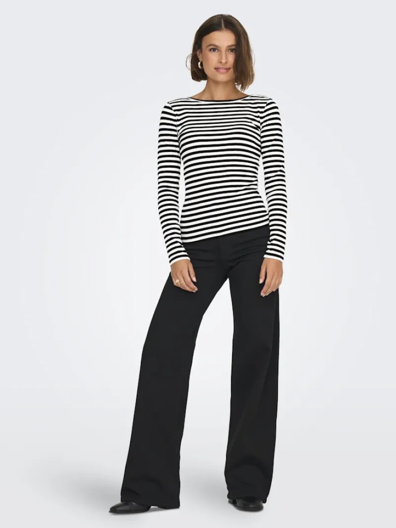 Only Shirts*ONLTRISTA L/S BOATNECK TOP BOX JRS black3