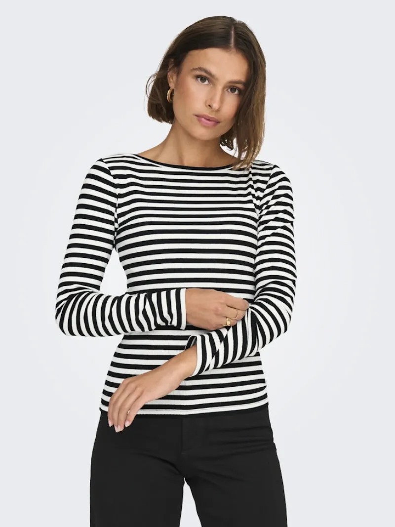 Only Shirts*ONLTRISTA L/S BOATNECK TOP BOX JRS black3