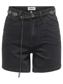 Only Shorts*ONLVEGA HW WESTERN BELT DNM SHORTS BJ Washed Black