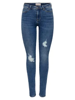 Only Jeans*ONLWAUW MID SK DESTROY DNM BJ209 Dark Blue Denim